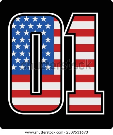 vector design of number 01 with american flag pattern