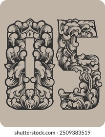 Projeto vetorial do número 05 com ornamentos florais indonésios típicos