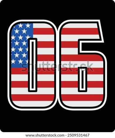 vector design of number 06 with american flag pattern