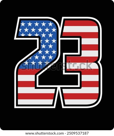 vector design of number 23 with american flag pattern