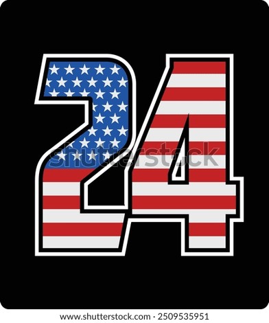 vector design of number 24 with american flag pattern
