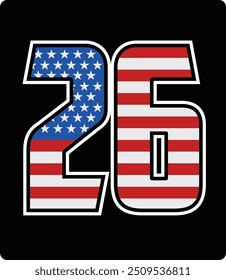 vector design of number 26 with american flag pattern