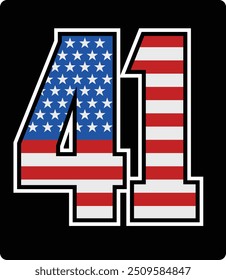 vector design of number 41 with american flag pattern