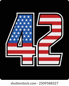 vector design of number 42 with american flag pattern