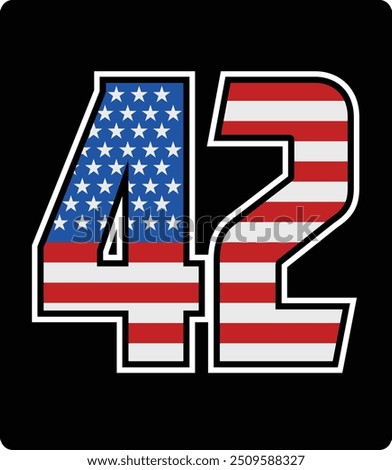 vector design of number 42 with american flag pattern