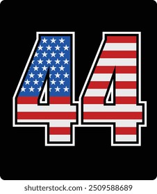design vetorial do número 44 com padrão de bandeira americana