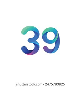 Vector design number gradient colorful logo