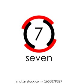 vector design number seven, red and black inside the circle