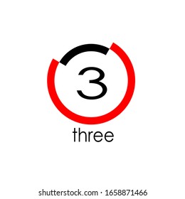 vector design number three, red and black inside the circle