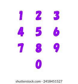 Vector design of a numbers from 0 to 9, paint style.