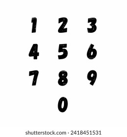 Vector design of a numbers from 0 to 9, paint style.