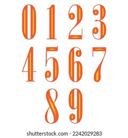 vector design of numbers set from 0 to 9 isolated white background.