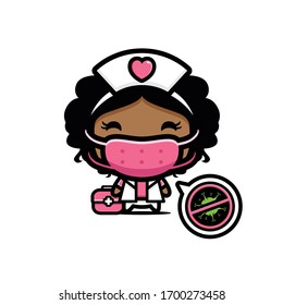 	
Diseño vectorial de una enfermera con una máscara