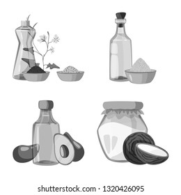 Vector design of nutrition and organics icon. Set of nutrition and glass  vector icon for stock.