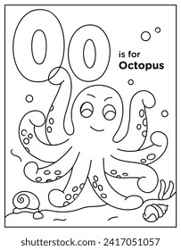 Vector design of octopus drawing page 