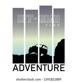 vector design off road adventure, tee element vintage graphic t shirt print vector illustration design