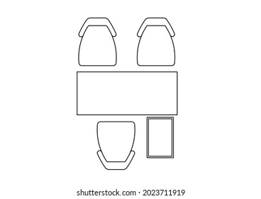 Vector design of office desk and three chairs sketch