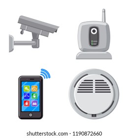 Vector design of office and house icon. Set of office and system stock symbol for web.