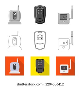 Vector design of office and house icon. Collection of office and system stock symbol for web.