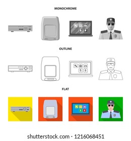 Vector design of office and house icon. Set of office and system stock symbol for web.