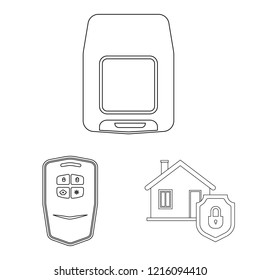 Vector design of office and house icon. Set of office and system stock symbol for web.