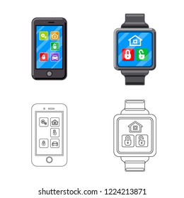 Vector design of office and house icon. Collection of office and system vector icon for stock.