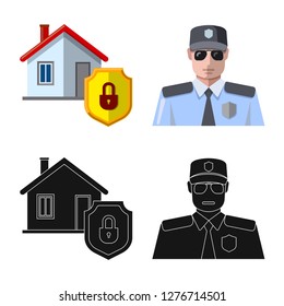 Vector design of office and house icon. Collection of office and system stock symbol for web.