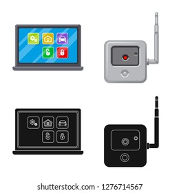 Vector design of office and house icon. Set of office and system stock vector illustration.