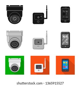 Vector design of office and house icon. Collection of office and system vector icon for stock.