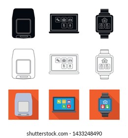 Vector design of office and house icon. Collection of office and system stock symbol for web.