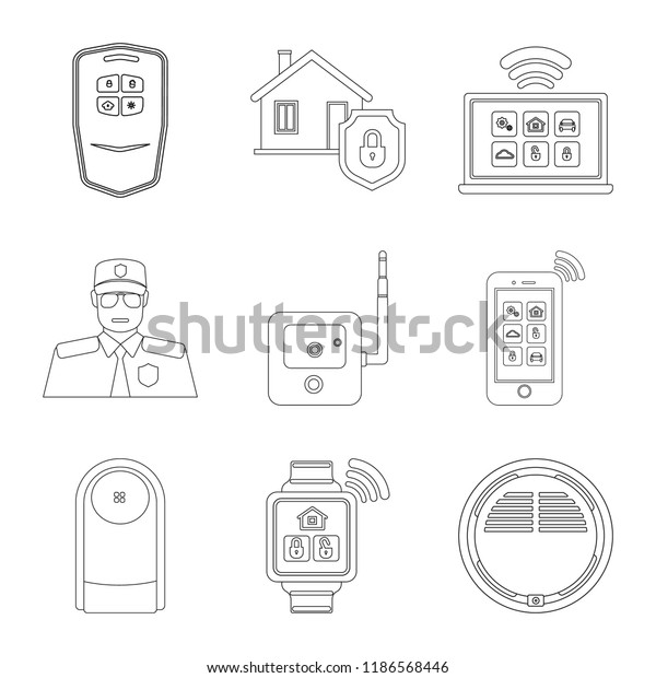 Vector design of office and house\
icon. Collection of office and system vector icon for\
stock.