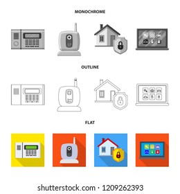 Vector design of office and house sign. Set of office and system stock symbol for web.
