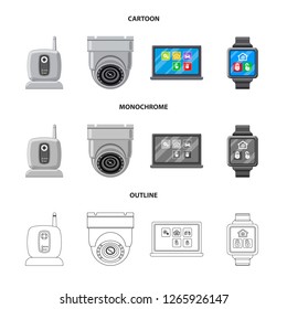 Vector design of office and house sign. Collection of office and system stock vector illustration.