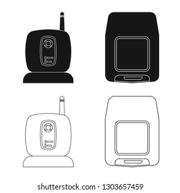 Vector design of office and house sign. Set of office and system vector icon for stock.