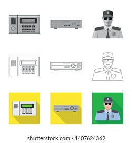 Vector design of office and house sign. Collection of office and system stock symbol for web.