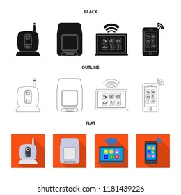 Vector design of office and house symbol. Set of office and system stock symbol for web.