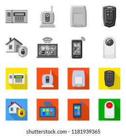 Vector design of office and house symbol. Collection of office and system stock symbol for web.