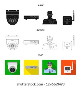 Vector design of office and house symbol. Set of office and system stock symbol for web.