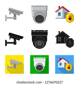 Vector design of office and house symbol. Collection of office and system stock symbol for web.