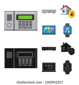 Vector design of office and house symbol. Set of office and system stock symbol for web.