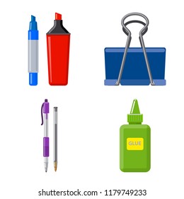 Vector design of office and supply icon. Collection of office and school vector icon for stock.