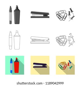 Vector design of office and supply icon. Set of office and school vector icon for stock.