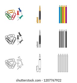Vector design of office and supply icon. Set of office and school stock vector illustration.