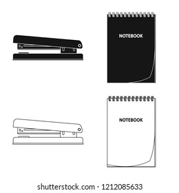 Vector design of office and supply icon. Set of office and school stock symbol for web.