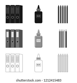 Vector design of office and supply icon. Collection of office and school stock symbol for web.