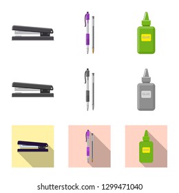 Vector design of office and supply icon. Collection of office and school stock symbol for web.