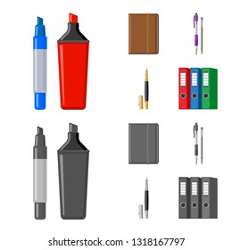 Vector design of office and supply icon. Set of office and school stock vector illustration.