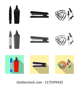 Vector design of office and supply logo. Collection of office and school stock vector illustration.