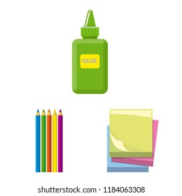 Vector design of office and supply logo. Set of office and school stock symbol for web.