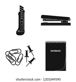Vector design of office and supply logo. Set of office and school vector icon for stock.